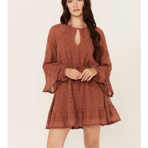 Shyanne Rust Lace Long Sleeve Dress